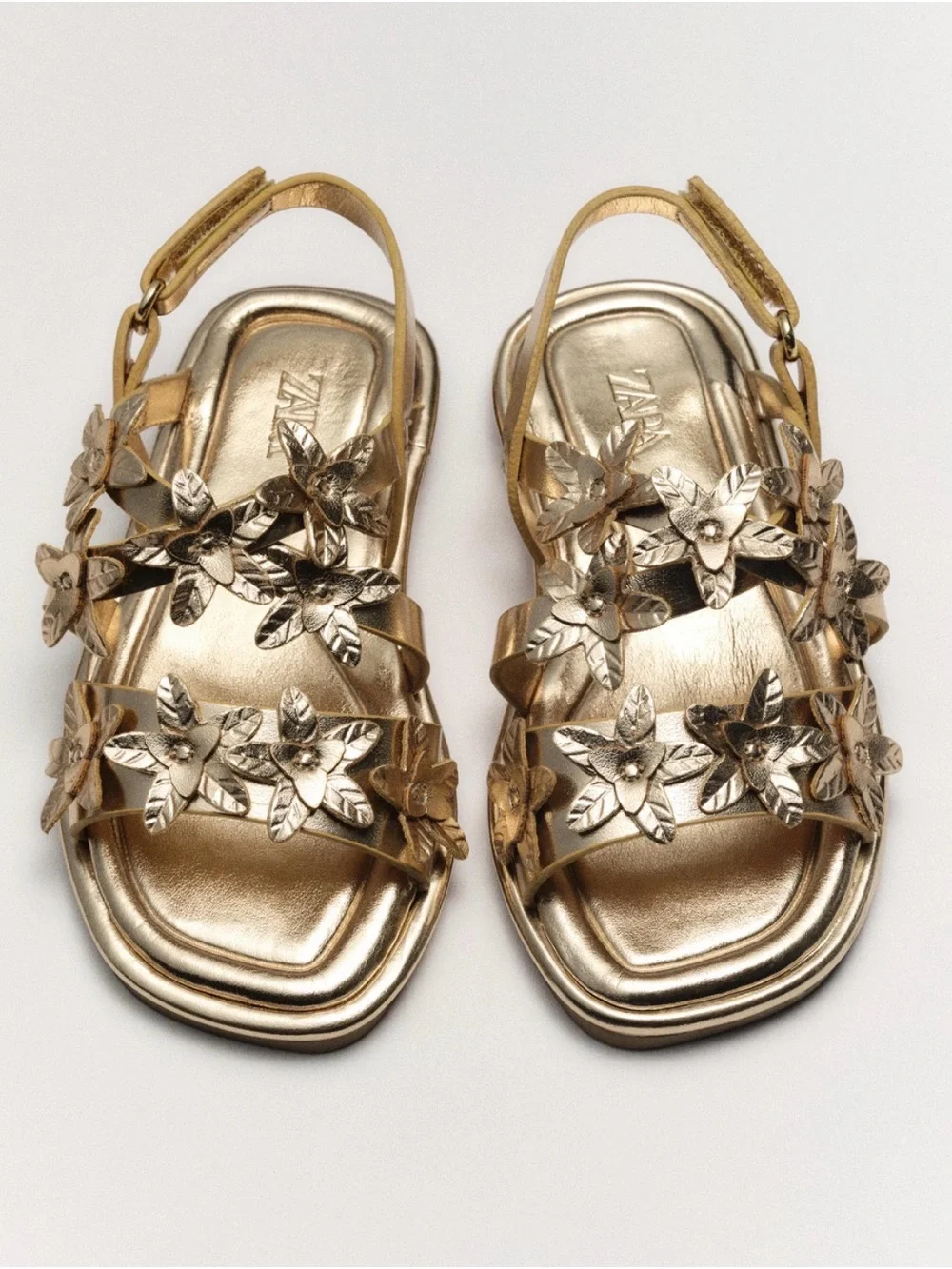 Zara Toddler Metallic Gold Floral Sandals